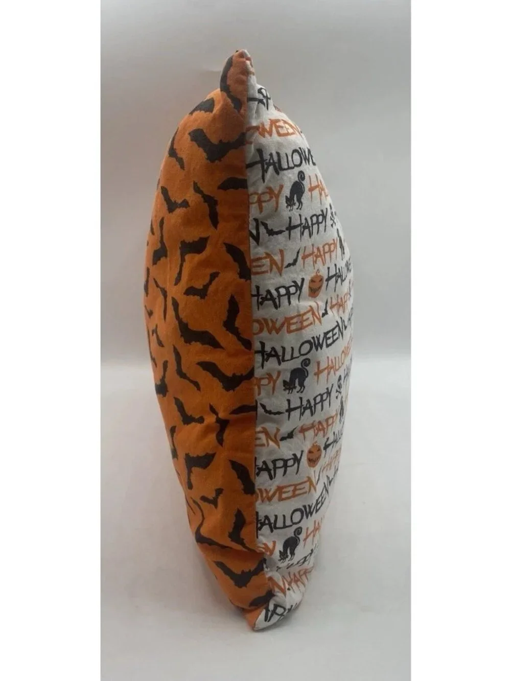 Handmade Halloween Throw Pillow Bat Black Orange Cats Goth Punk Spooky Decor